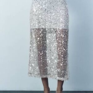 NWT Zara sequin Midi skirt